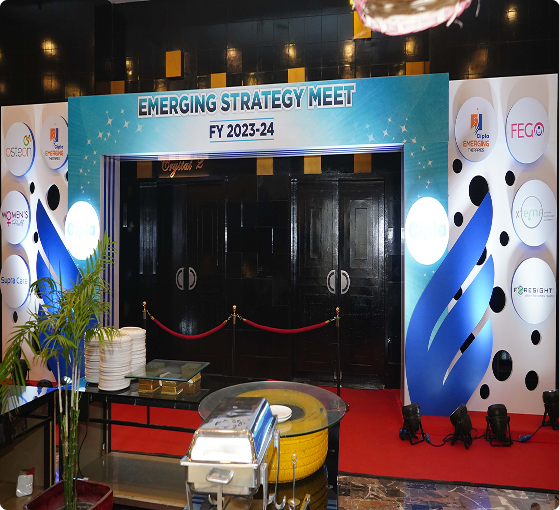 Emerging Strategy Meet FY 2023-24 stage with branded entrance arch